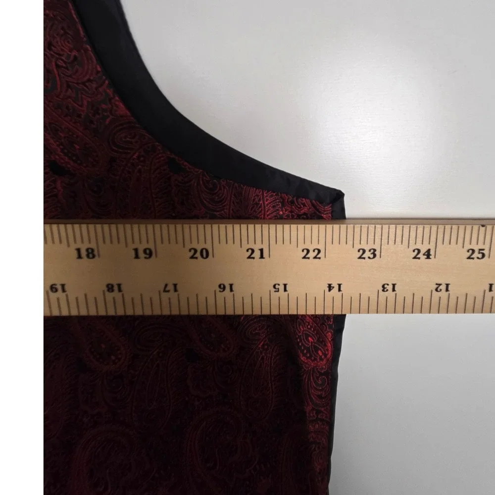 Epoint Men's Red Black Paisley Jacquard Formal Suit Vest Waistcoat Size L